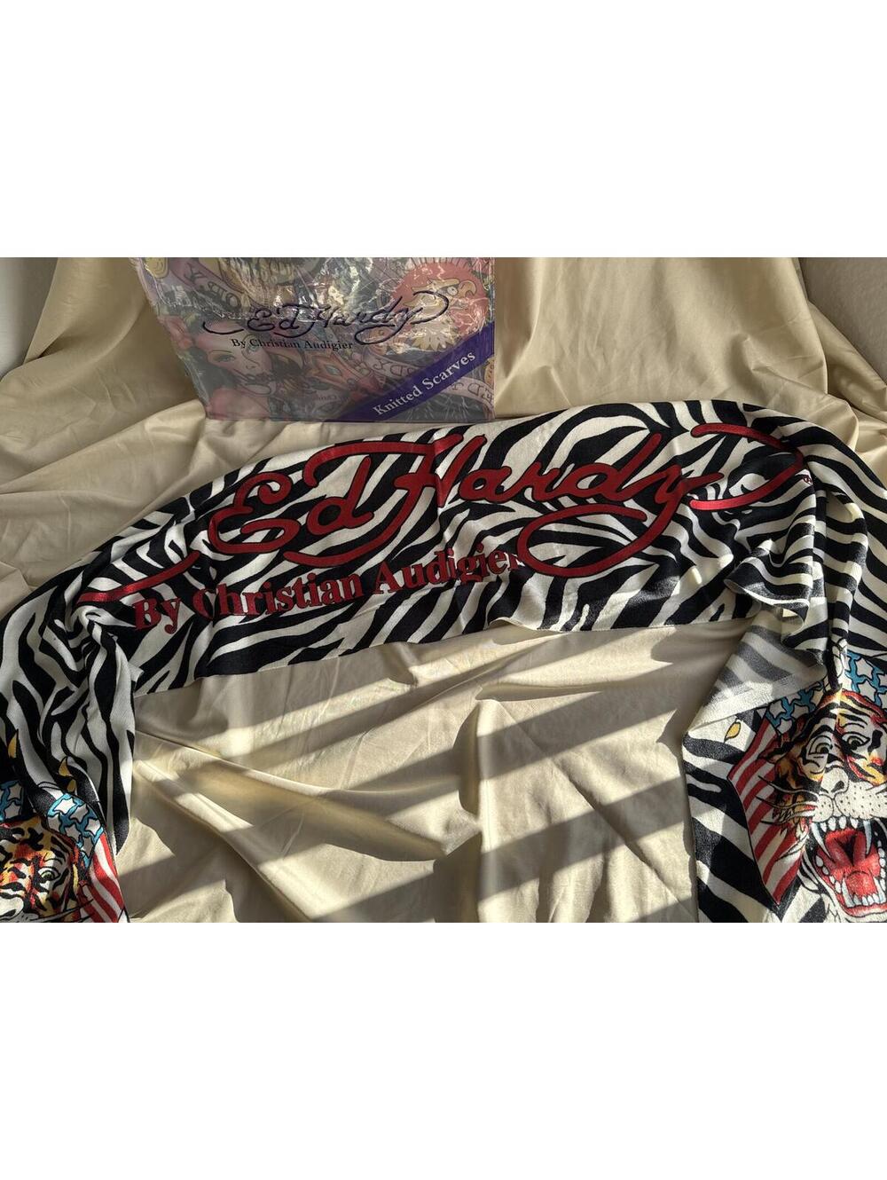 Ed Hardy Zebra Tiger Knit Scarf by Christian Audigier Y2K‎